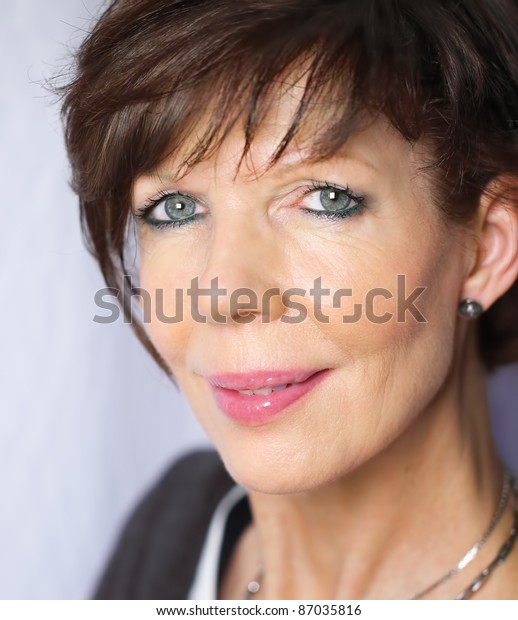 Mature Woman Portrait Short Hair Stock Photo Edit Now 87035816