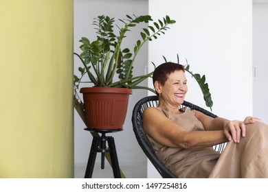 Mature Woman With Short Hair Laughing