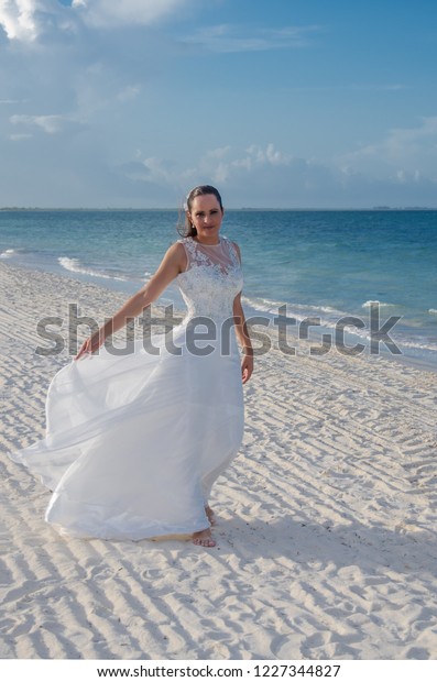 Mature Woman Wedding Dress On Tropical Stock Photo Edit Now