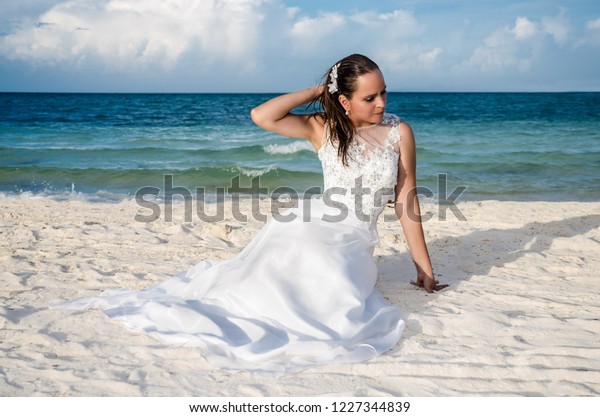Mature Woman Wedding Dress On Tropical Stock Photo Edit Now