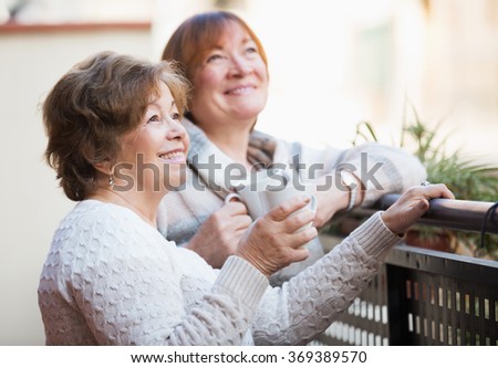 Similar – Senior woman in wheelchair laughing with her daughter