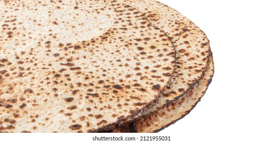 Matzah Shmurah. Jewish traditional Passover bread. Pesach celebration symbol. Close-up