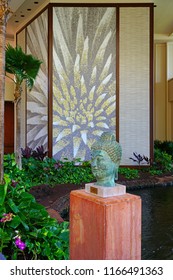 MAUI, HI -2 APR 2018- The Hyatt Regency Hotel Maui, Decorated In A Mix Of Japanese And Hawaiian Styles, Is One Of Many Resorts In Kaanapali, On The West Shore Of The Island Of Maui In Hawaii.