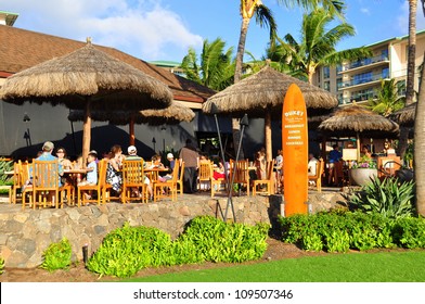 MAUI, HI - JULY 13: The Famous Duke's Restaurant On July 13, 2012 In West Maui Along The Kaanapali Beach. Duke's Is Famous All Along The Beach For Its Food.