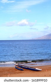 Maui Outrigger Adventure Canoe On Sandy Ocean Beach