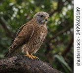 The Mauritius Kestrel is a small falcon endemic to the island of Mauritius. Once critically endangered, it is known for its distinctive plumage, featuring a mix of brown and grey.