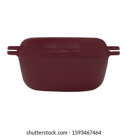 Mauve Empty Cast Iron Pot Isolated  On Perfect White Background, Stock Photography, Dutch Oven