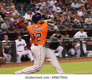 Max Stassi catcher for the Houston Astros at Chase Field in Phoenix,AZ USA August 15,2017.