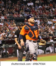 Max Stassi catcher for the Houston Astros at Chase Field in Phoenix,AZ USA August 15,2017.
