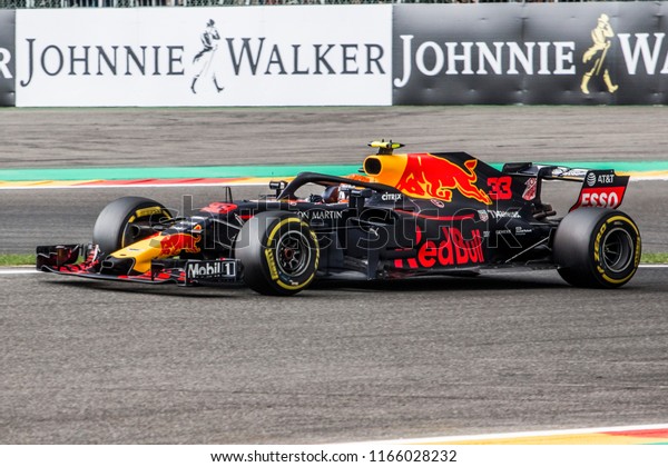 Max Verstappen in the Red Bull\
Racing RB14 during the 2018 Formula 1 Johnnie Walker Belgian Grand\
Prix 24 - 26 august in Spa - Francorchamps\
Belgium