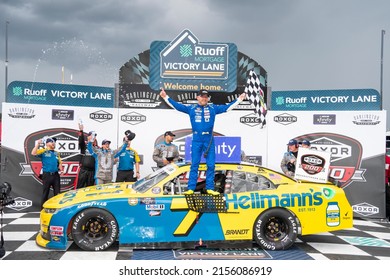 May 07, 2022 - Darlington, SC, USA: Justin Allgaier Celebrates His Win For The Mahindra ROXOR 200 At Darlington Raceway In Darlington, SC.