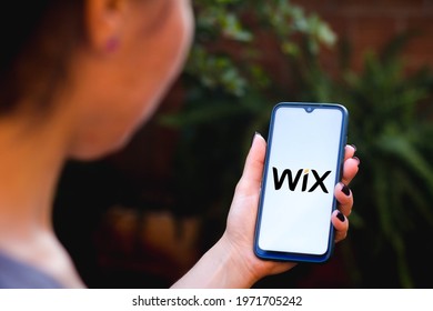 May 11, 2021, Brazil. In this photo illustration the Wix.com logo seen displayed on a smartphone screen