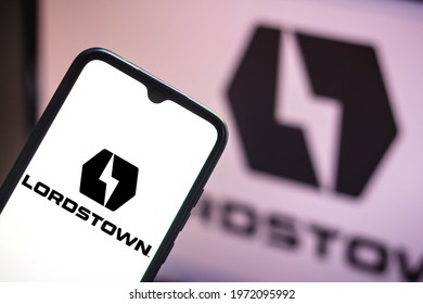 May 11, 2021, Brazil. In this photo illustration the Lordstown Motors Corporation logo seen displayed on a smartphone screen