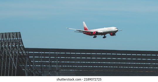 May 11, 2021, Moscow, Russia. The Rossiya Airlines Plane Lands At Sheremetyevo Airport.