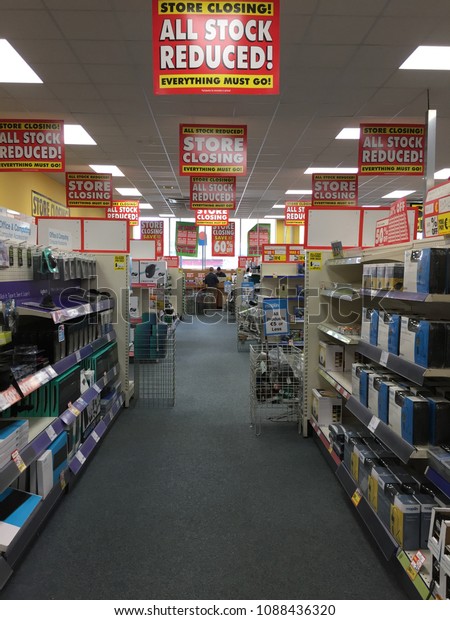 May\
11th, 2018, Cork, Ireland - Maplin store in Blackpool Retail Park,\
a specialist retail chain for home electronics and accessories,\
including power cables and connectors, is\
closing.