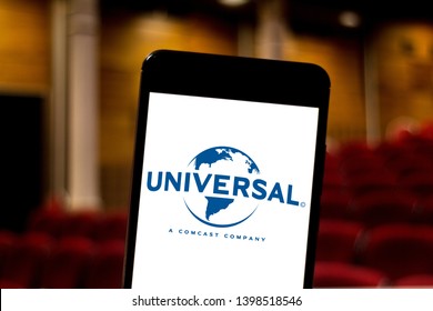 May 15, 2019, Brazil. In This Photo Illustration The Universal Pictures Logo Is Displayed On A Smartphone.