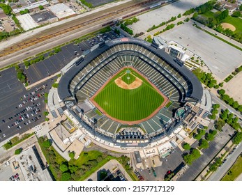 May 16, 2022 - Chicago, Illinois, USA: Aerial view of Guaranteed Rate Field is a Major League Baseball stadium located on the South Side of Chicago, Illinois. 