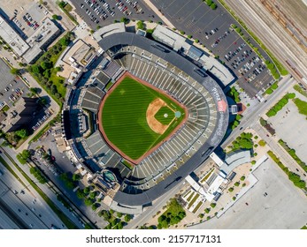 May 16, 2022 - Chicago, Illinois, USA: Aerial view of Guaranteed Rate Field is a Major League Baseball stadium located on the South Side of Chicago, Illinois. 