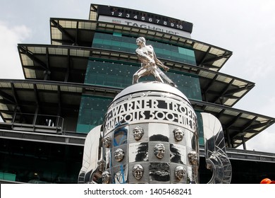 May 17, 2019 - Indianapolis, Indiana, USA: The Borg Warner Trophy sits on pit road as the Indianapolis Motor Speedway plays host to the Indianapolis 500 in Indianapolis, Indiana.
