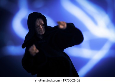 MAY 17 2021: Star Wars Darth Sidious Aka Emperor Sheev Palpatine And Force Lightning  - Hasbro Action Figure