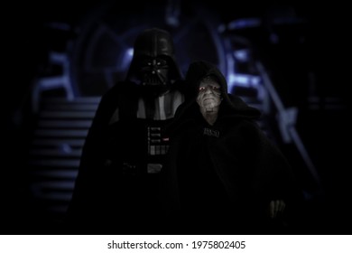 MAY 17 2021:  Star Wars Emperor Palpatine And Sith Lord Darth Vader Aboard The Death Star - Hasbro Action Figure