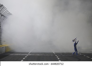 May 20, 2017 - Concord, NC, USA: Kyle Busch (18) Does A Burnout For The Fans After Winning The Monster Energy NASCAR All-Star Race At Charlotte Motor Speedway In Concord, NC.