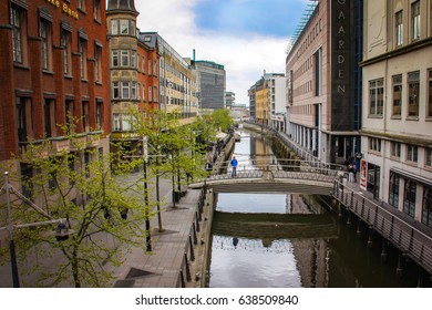 MAY 2015, AARHUS DENMARK: Downton Of Aarhus, Bridge And River Canal