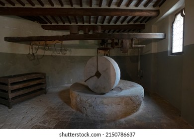May 2019-Ancient oil mill underground mill Catanzaro. Sunlight coming through the window. Ancient oil mills of the sixteenth century. Calabria Miglierina, Italy