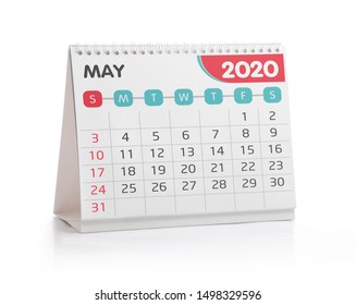 May 2020 Desktop Calendar Isolated On White