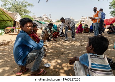 May 2020 Sirsa,india
Migrants Wait In Queues To Receive Food Being Distributed By The Volunteers During Covid19 Lock Down