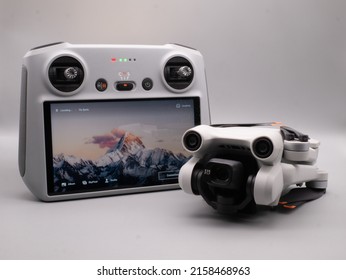 May 2022, UK: DJI Mini 3 Pro Drone With RC Pro Controller With Built In Display