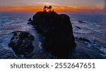 MAY 2024, OLYMPIC NATIONAL PARK, WASHINGTON STATE -  Haystacks, Seastacks rocks Olympic National Park at sunset show rock formations, Lapush, Washington - Ruby Beach