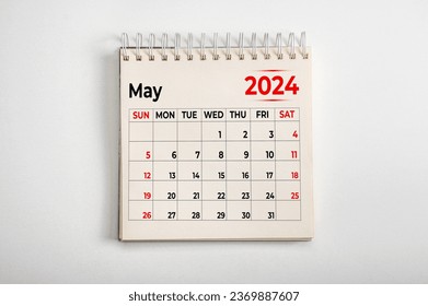 May 2024. Resolution, strategy, solution, goal, business and holidays. Date - month May 2024. Page of annual monthly calendar - May 2024