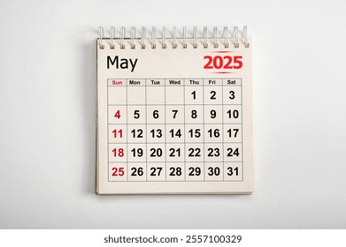 May 2025. Resolution, strategy, solution, goal, business and holidays. Date month May 2025. Page of annual monthly calendar May 2025. planning new year