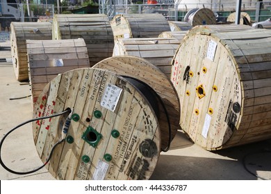 MAY 22, 2015: SRIRACHA, THAILAND. View Of New Construction Of Electrical Power Switch-gear And Power Plant In Area Of Oil Refinery Plant On Bright Blue Sky And A Sunny Day.