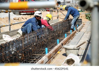 MAY 22, 2015: SRIRACHA - THAILAND. View Of New Construction Of Electrical Power Switch-gear And Power Plant In Area Of Oil Refinery Plant On Bright Blue Sky And A Sunny Day.