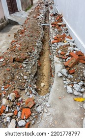 May 23rd 2022, Dehradun City India. Trench Excavation On The Streets For Laying Potable Water Pipe Line In The City.