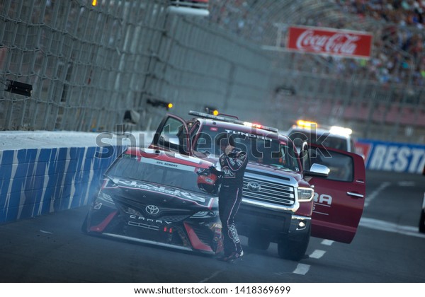 May 26, 2019 - Concord, North\
Carolina, USA: Erik Jones (20) wrecks off turn four during the\
Coca-Cola 600 at Charlotte Motor Speedway in Concord, North\
Carolina.