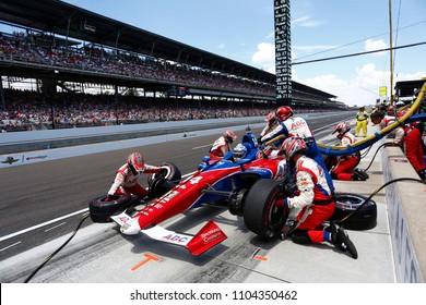 May 27, 2018 - Indianapolis, Indiana, USA: TONY KANAAN (14) of Brazil comes down pit road for service during the Indianapolis 500 at the Indianapolis Motor Speedway in Indianapolis, Indiana.
