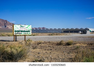 May 28, 2018 Death Valley / CA / USA - Outside View Of Marijuana Dispensary Located At Death Valley Junction 