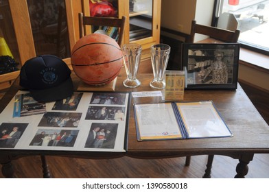 May 29, 2016, Milan, IN, Basketballs And Sports Memorabilia On Display At The Milan 1954 Hoosiers Museum