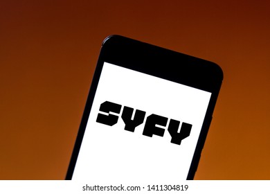 May 29, 2019, Brazil. In This Photo Illustration The Syfy Logo Is Displayed On A Smartphone.