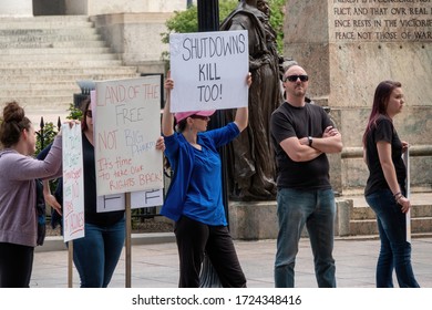 May 2nd 2020 - Columbus Ohio - United States.  Protesters Gather At The State House To Protest The Stay-at-home Order By The Governor. 