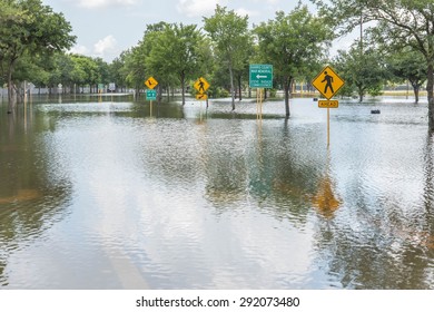 May 30, 2015 - Addicks Reservoir Park, Houston, TX: Standing Flood Waters Over Roads And Fields At Addick's Reservoir In Houston, Texas