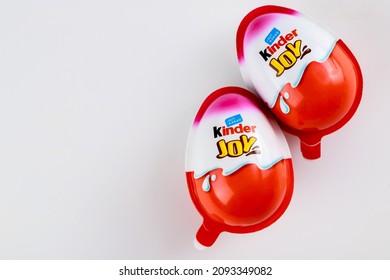 May 4, 2021. New York. Kinder Joy Chocolate Egg With Toy Surprise Inside.