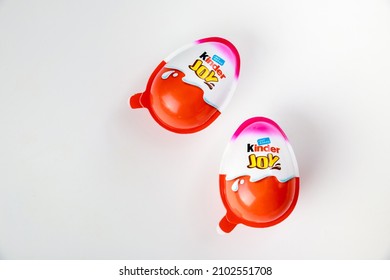 May 4, 2021. New York. Kinder Joy Chocolate Eggs With Toy Surprise Inside.