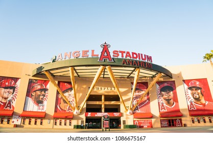 May 8 2018 :  View Of Angel Stadium Of Anaheim Entrance. Angel Stadium Is The Home Ballpark To Major League Baseball's Los Angeles Angels.