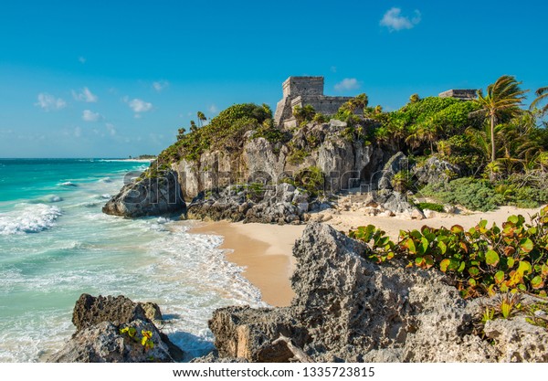 Mayan Archaeological Site Tulum Famous Beach Stock Photo 1335723815 ...