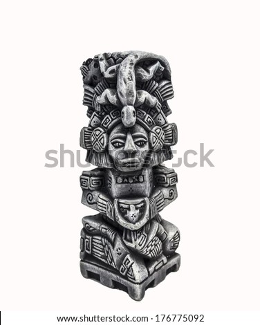 Mayan artifact from Mexico isolated against white background