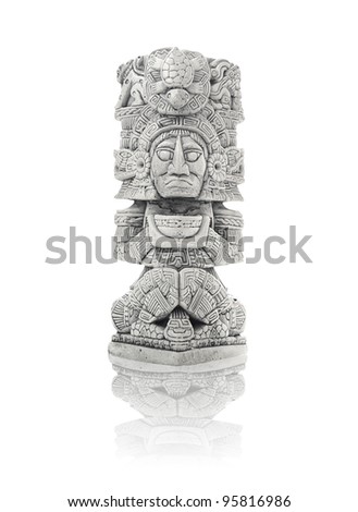 Mayan artifact from Mexico isolated against white background including clipping path